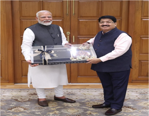 PM Narendra Modi Receives Parimal Nathwani's Book on Gir and Asiatic Lions.
