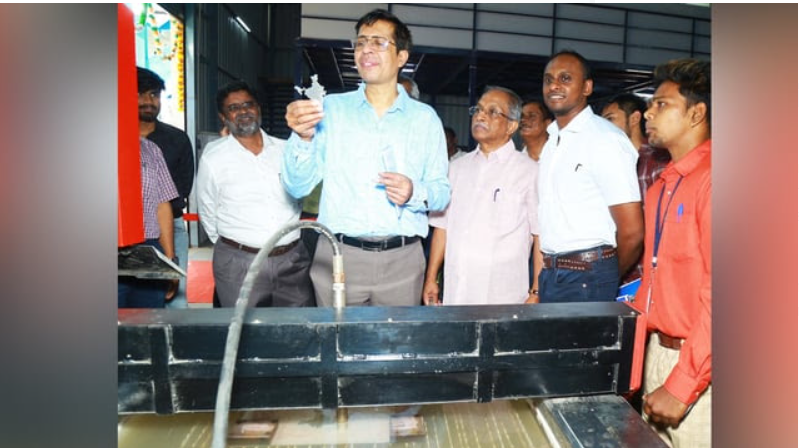 India's First Abrasive Waterjet Unveiled by IIT-Madras Director V. Kamakoti.
