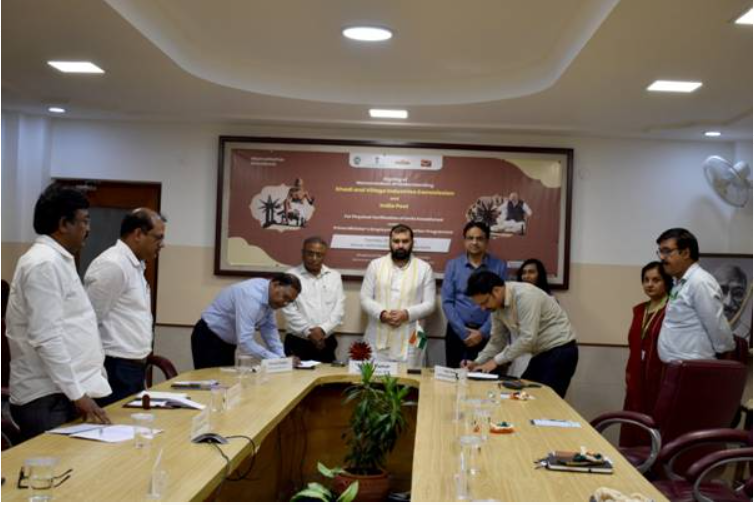 Khadi and Village Industries Commission (KVIC)Signs MoU with Department of Posts to Enhance Verification of PMEGP Units.