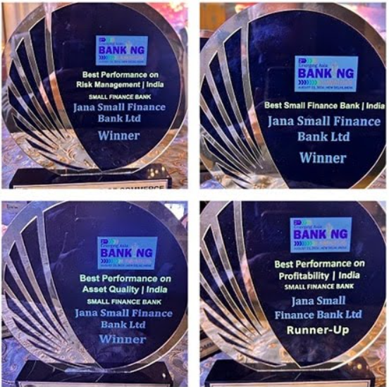 Jana Small Finance Bank Honored with Four Awards at ICC Emerging Asia Banking Conclave & Awards 2024.
