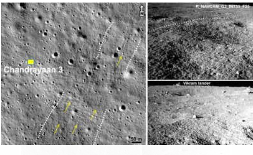 Chandrayaan-3 Vikram Lander Successfully Lands Inside Buried Impact Crater.
