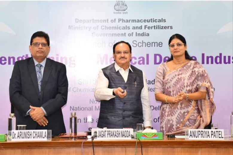 Union Minister JP Nadda unveils Scheme to Strengthen the Medical Device Industry.
