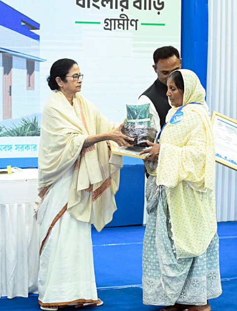 West Bengal Chief Minister Mamata Banerjee launched the 'Banglar Bari' housing scheme.

