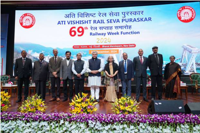 Union Minister Ashwini Vaishnaw awarded the '69th Ati Vishisht Rail Seva Puraskar 2024' to 101 Railway officials.