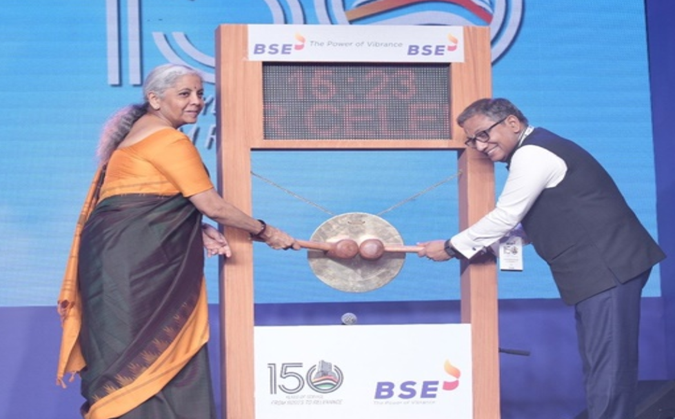 Union Finance Minister Nirmala Sitharaman Unveils BSE Coin, Logo, and Index to Mark 150th Anniversary of BSE.