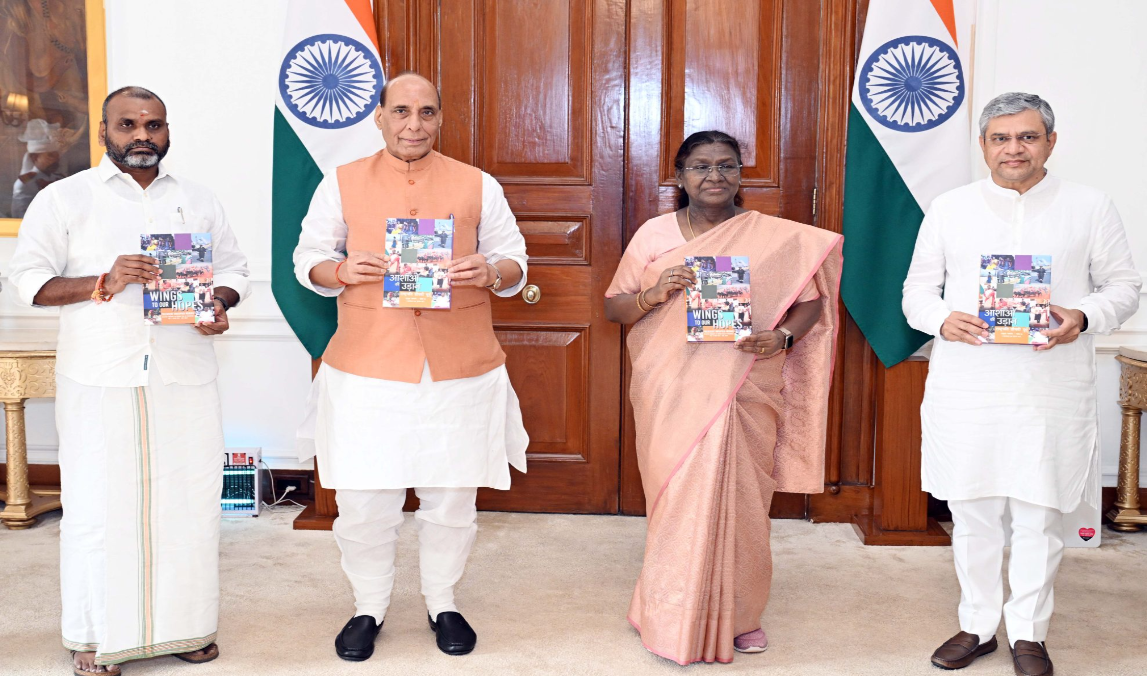 Defence Minister Rajnath Singh Releases ‘Wings to Our Hopes – Volume II’: Compilation of 51 Speeches by President Droupadi Murmu.