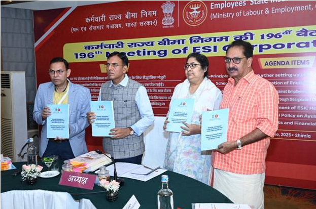 Union Labour Minister Mansukh Mandaviya Chairs 196th ESIC Meeting in Shimla and Launches Key Schemes for Social Security Reform.
