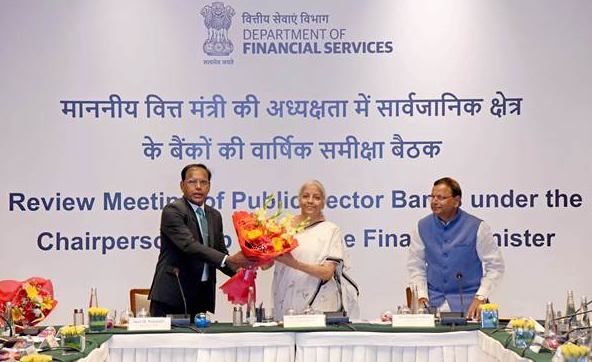Finance Minister Nirmala Sitharaman Chairs Annual Performance Review of PSB Chiefs in New Delhi.