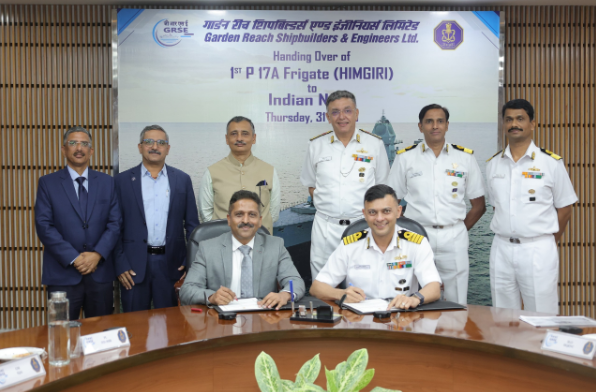Indian Navy Receives 3rd Project 17A Stealth Frigate ‘INS Himgiri’ from GRSE at Kolkata.