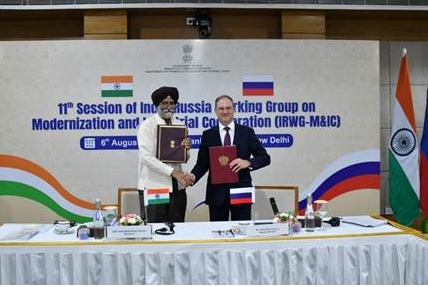 India and Russia Signed a Protocol in New Delhi to Enhance Bilateral Industrial and Technological Cooperation in Sectors like Engineering, Innovation, and Advanced Manufacturing.