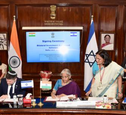 India & Israel Sign Bilateral Investment Treaty (BIT) to Boost Investments.