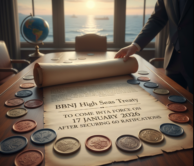 BBNJ High Seas Treaty to Come into Force on 17 January 2026 After Securing 60 Ratifications.