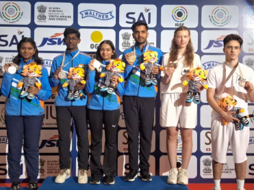 India Tops Medal Tally at ISSF Junior World Cup Rifle/Pistol/Shotgun 2025 in New Delhi.
